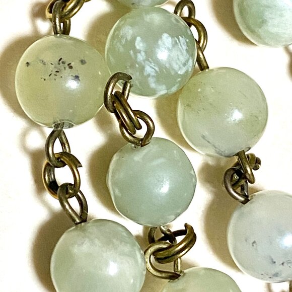 Natural Mint Green Serpentine Necklace, Bronze Leaf Branch + Genuine Gemstone - Picture 10 of 16